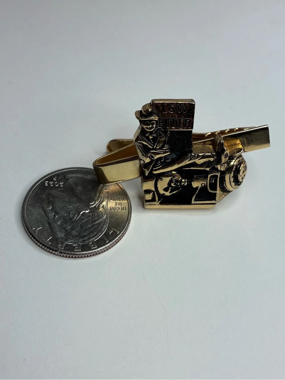 Vintage Gold And Black Colored Tie Clip 